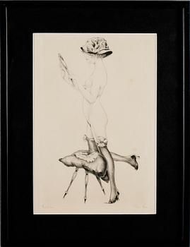 OKÄND KONSTNÄR, litografiskt tryck, otydligt signerad, 1900-talets första hälft.