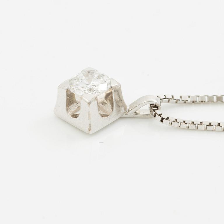 Collier 18K vitguld med rund briljantslipad diamant 0.75 ct.
