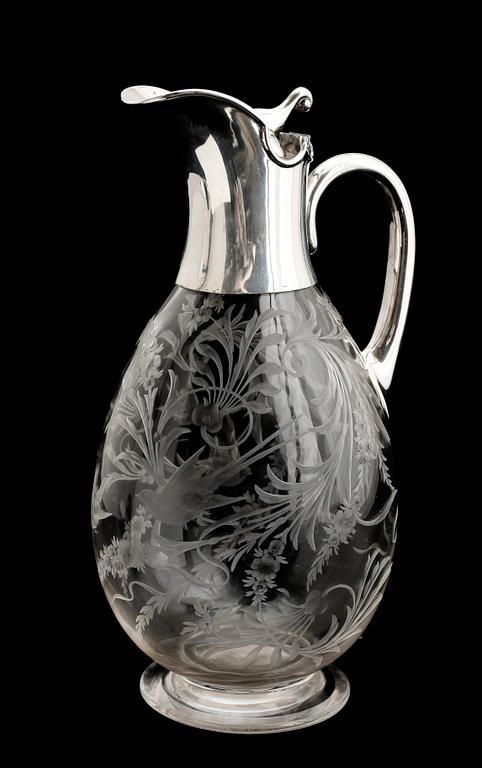 TILLBRINGARE, glas, silverfattning, Mappin & Webb, London 1900.