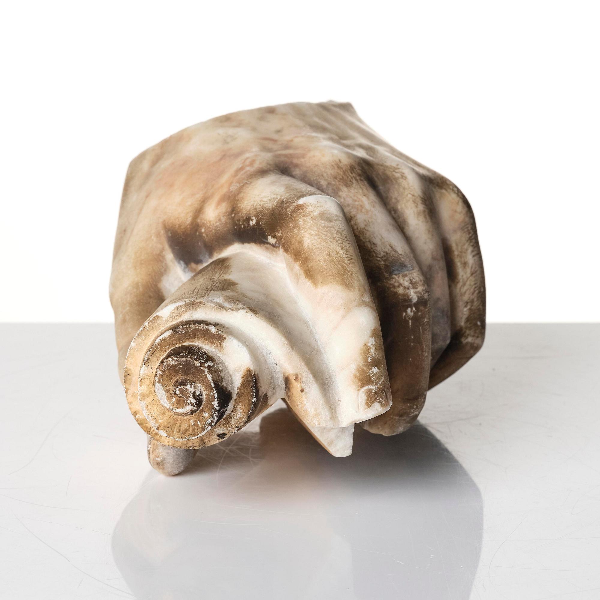 A presumably italian marble sculptural fragment, 18th century.