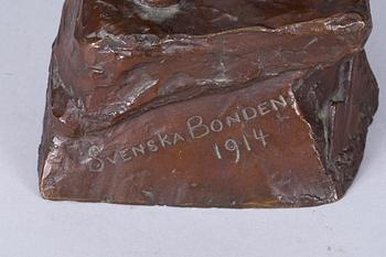 SKULPTUR, brons, Knut Jern, signerad och daterad 1915.