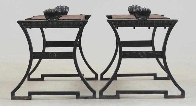 FOLKE BENSOW, taburetter, ett par, "Trädgårdsmöbel no 2", Näfveqvarns bruk.