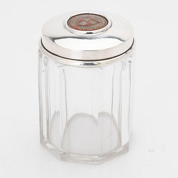 Burk med lock, sterlingsilver och glas, Howard & Co, New York, 1895.