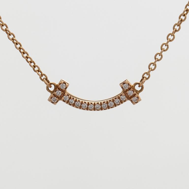 Tiffany & Co, halsband, "T Smile", 18K guld och briljantslipade diamanter.