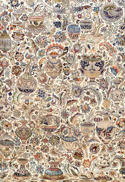 A CARPET, Figural kashmar, ca 392 x 295 cm.