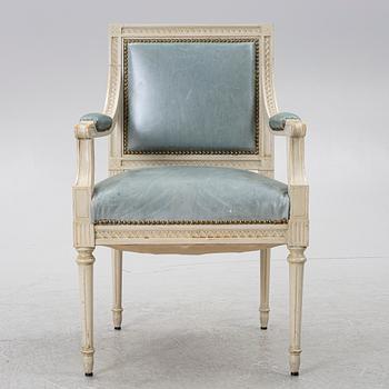 A Late Gustavian style armchair, second half of the 20th century.