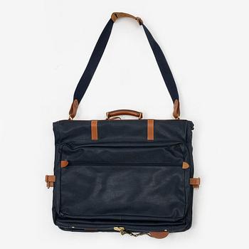 Mulberry, a blue scotch grain garment bag.
