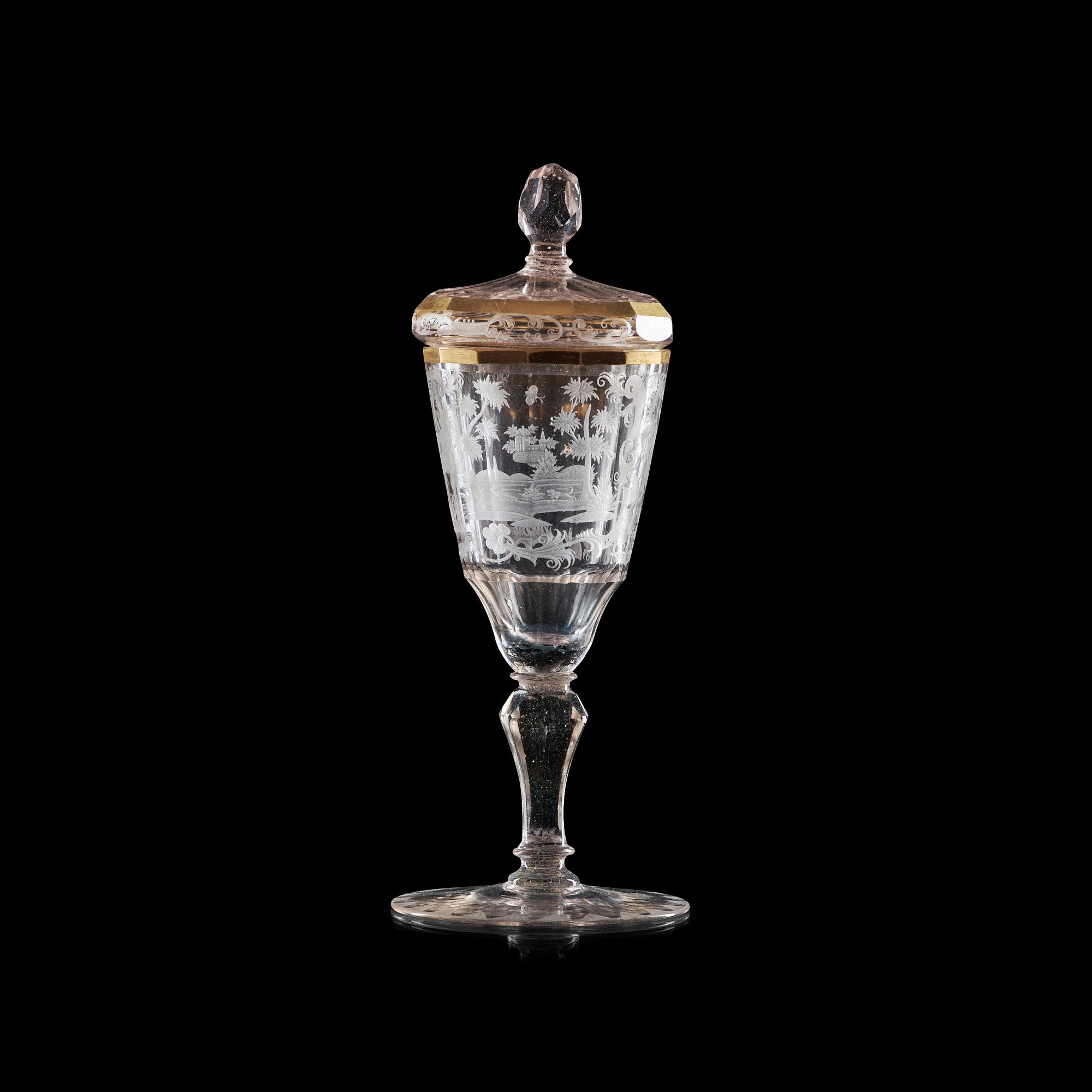 POKALGLAS med LOCK. Böhmen, 1700-tal.