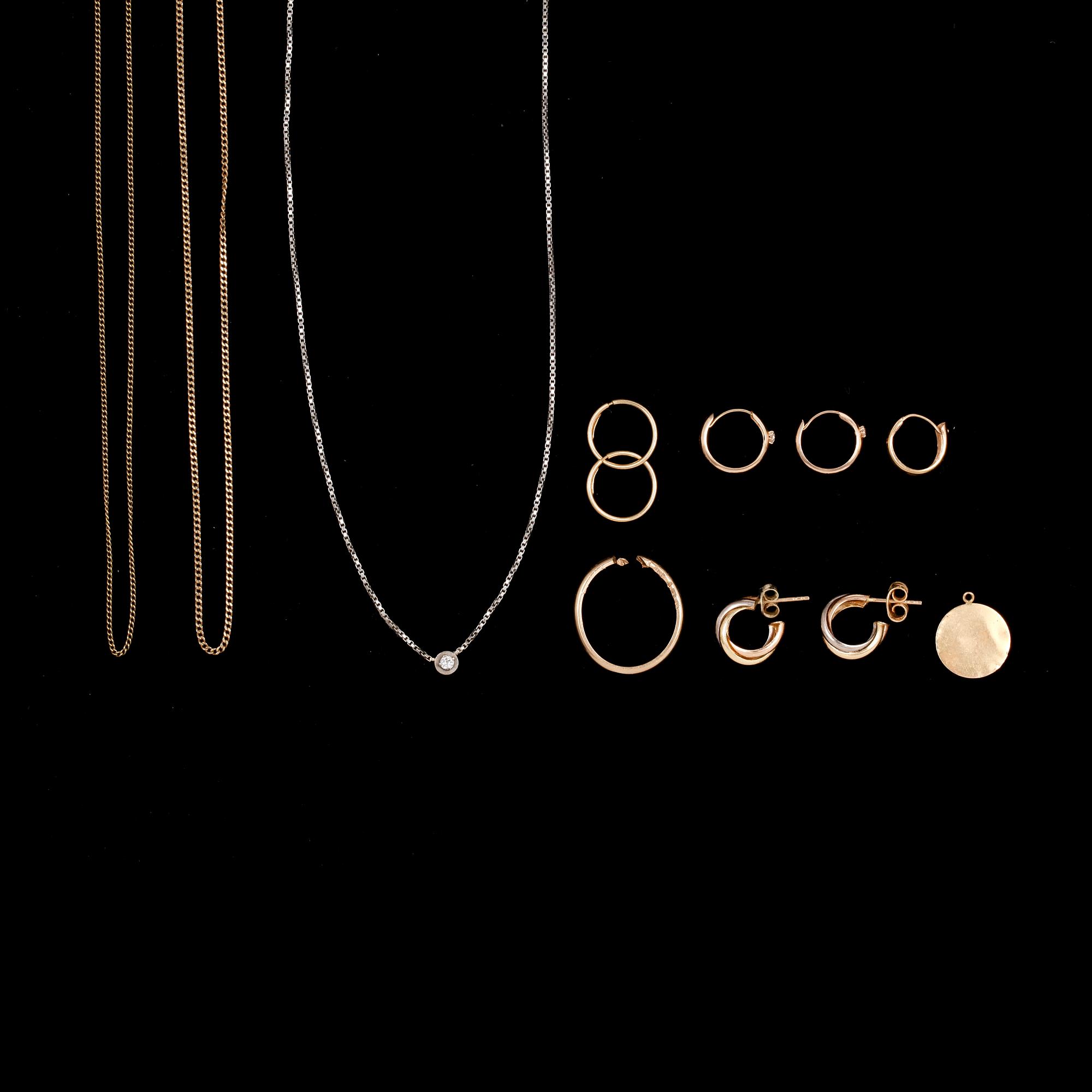 PARTI SMYCKEN, 18k guld, vikt ca 17,5 g.