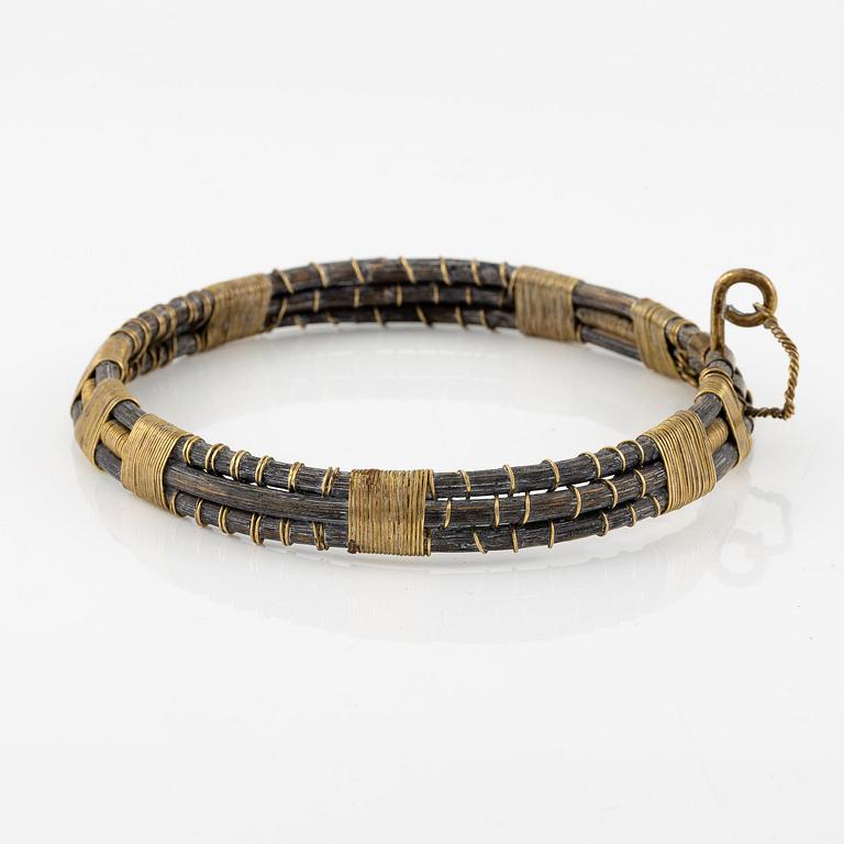 Vivianna Torun Bülow-Hübe, a necklace, brass and rattan, Stockholm executed in her own workshop late 1940's.