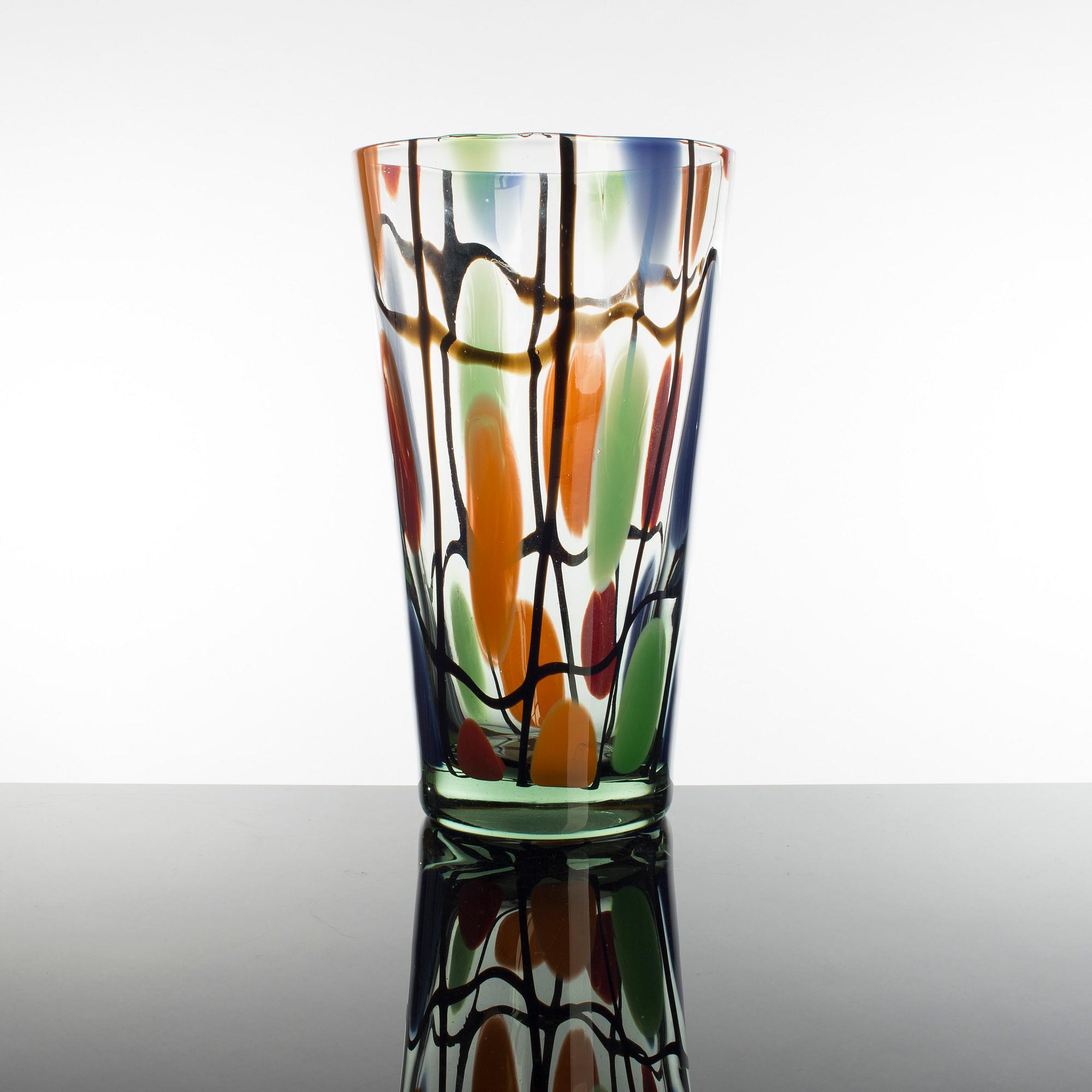 OKÄND FORMGIVARE, vas, glas, Italien, 1900-tal.