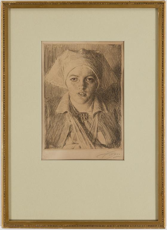 ANDERS ZORN, Etching, 1918, signed.