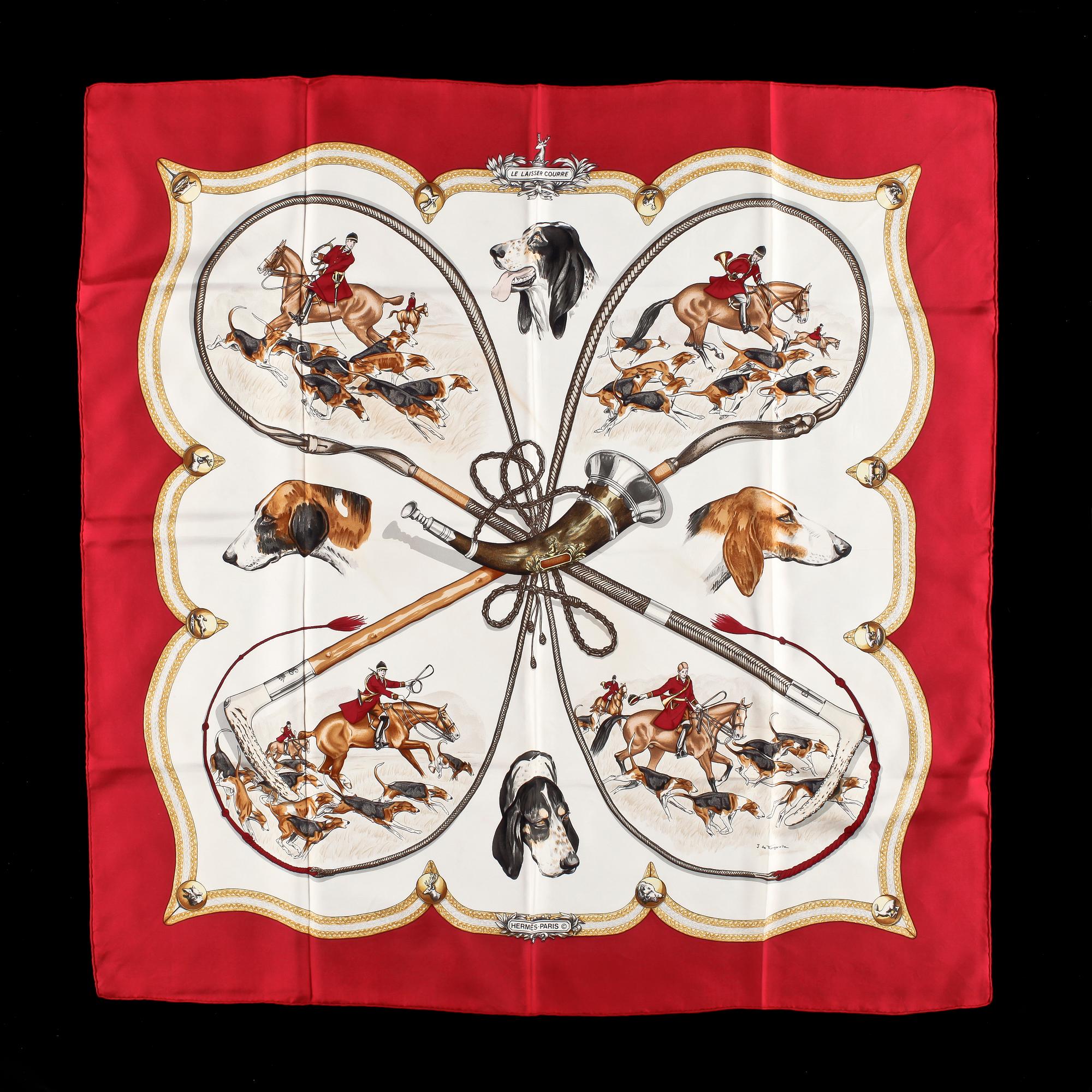 HERMÈS, scarf, "Le Laisser courre".