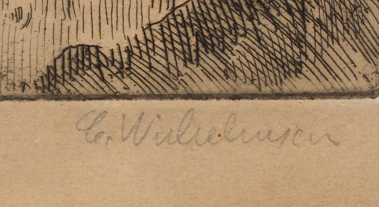 CARL WILHELMSON, etsningar, 2 st, sign o nr 7/30 resp 49/50.