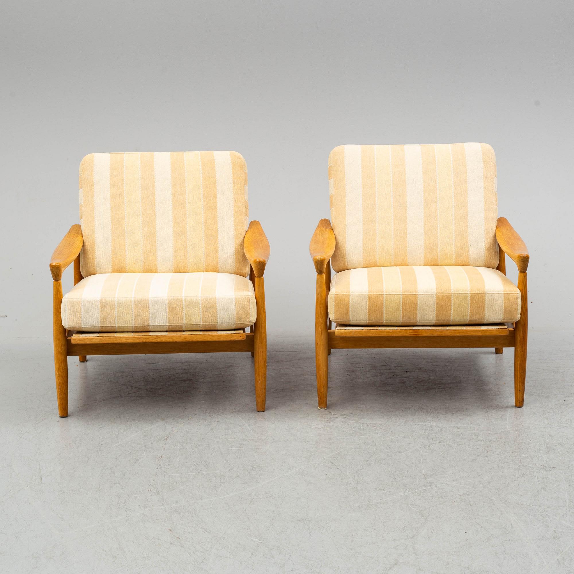 ERIK WÖRTZ, a pair of oak 'Kolding' easy chairs from IKEA, 1960's.