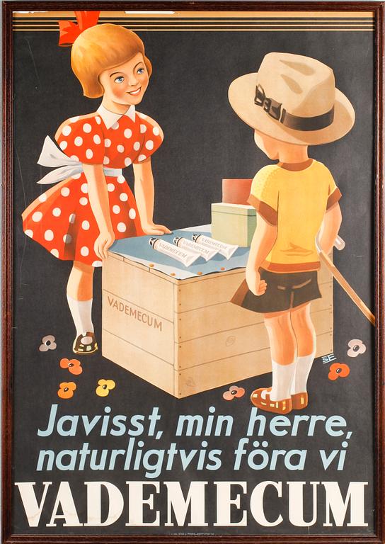 REKLAMAFFISCH, litografiskt tryck, "Vademecum", 1935.