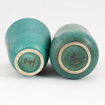 Wilhelm Kåge, two stoneware 'Argenta' vases from Gustavsberg.