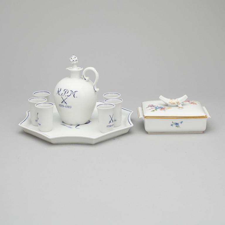 PARTI PORSLIN, 9 delar, Meissen, 1900-talets mitt / andra hälft.