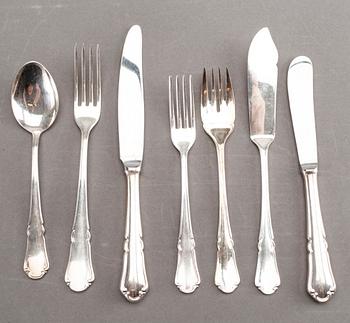 BESTICKUPPSÄTTNING, silver samt nysilver, 56+36 delar, modell "Rådhus", WN, Lidköping 1900-talets mitt.