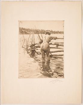 Anders Zorn · ANDERS ZORN, etsning, utförd 1913, signerad med blyerts.
