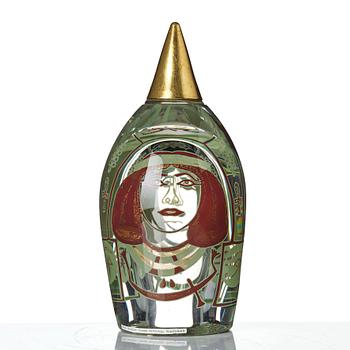 Hanne Dreutler, skulptur, glas, "Queen", numrerad 30b 5/12, Studio Åhus, 1997.