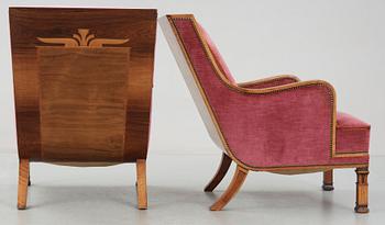 A pair of Eric Chambert armchairs, Chamberts Möbelfabrik Norrköping 1930's.
