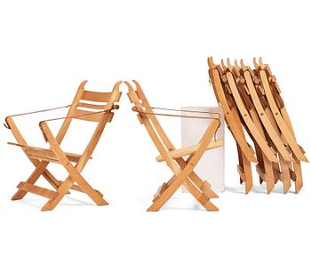 399. Hans J. Wegner, six folding chairs, "Havestolen" model "PP90", PP Møbler, Denmark, 1970s.