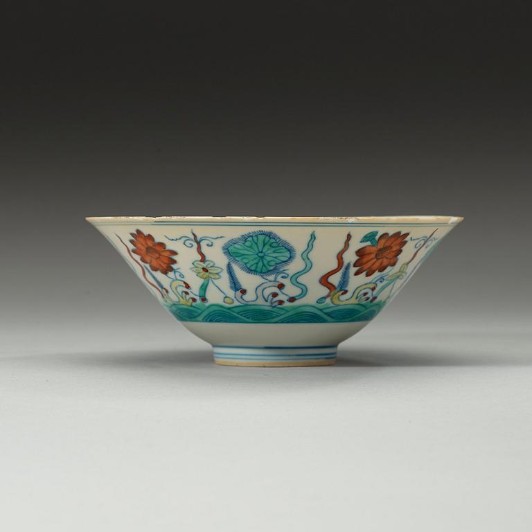 A Doucai bowl, Qingdynasty. With Qianlongs seal mark.