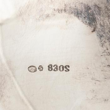 Kaffeservis, 3 delar, silver, möjligtvis Norge, med svenska importstämplar 1900-talets mitt.