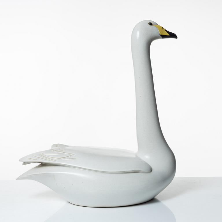 Paul Hoff, a stoneware sculpture of a swan, "Cyngus Cyngus", Gustavsbergs STudio, Sweden, 1986.