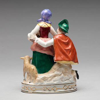 FIGURGRUPP, porslin. Neapelliknande märke, 1900-tal.