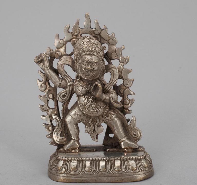 FIGURIN, vitmetall, "Vajrapani", Kina/Tibet 1900-tal.