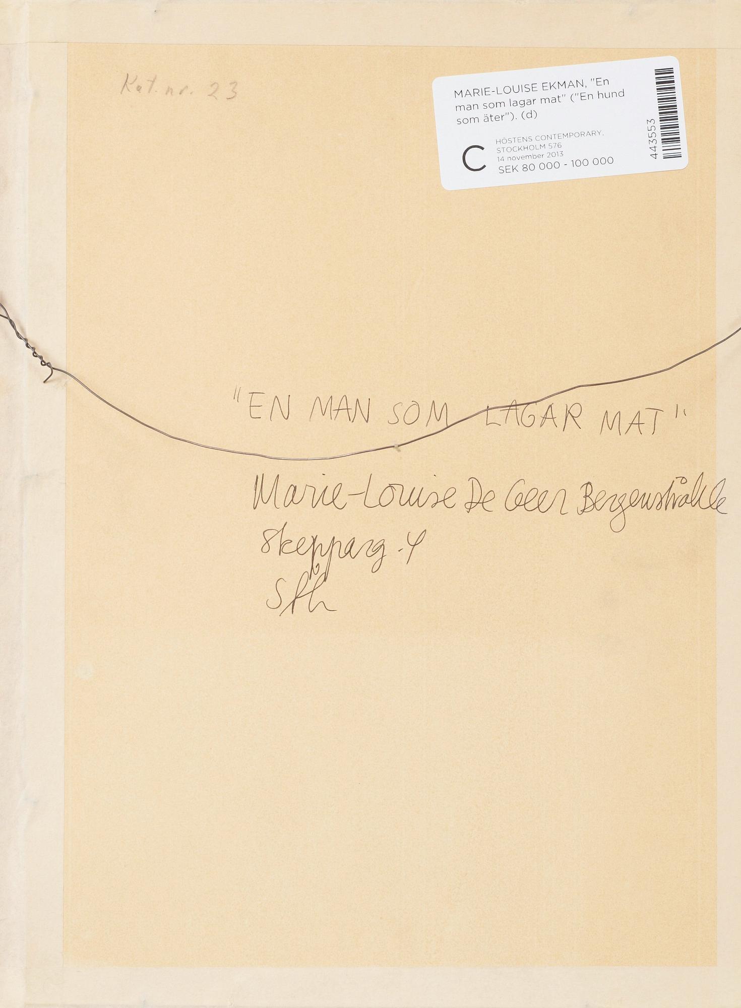 Marie-Louise Ekman, "En man som lagar mat" ("En hund som äter").