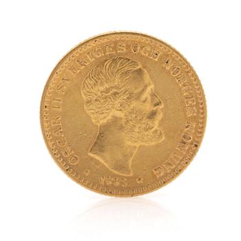 Gold coin Sweden, Oscar II 10 kronor, 1883.