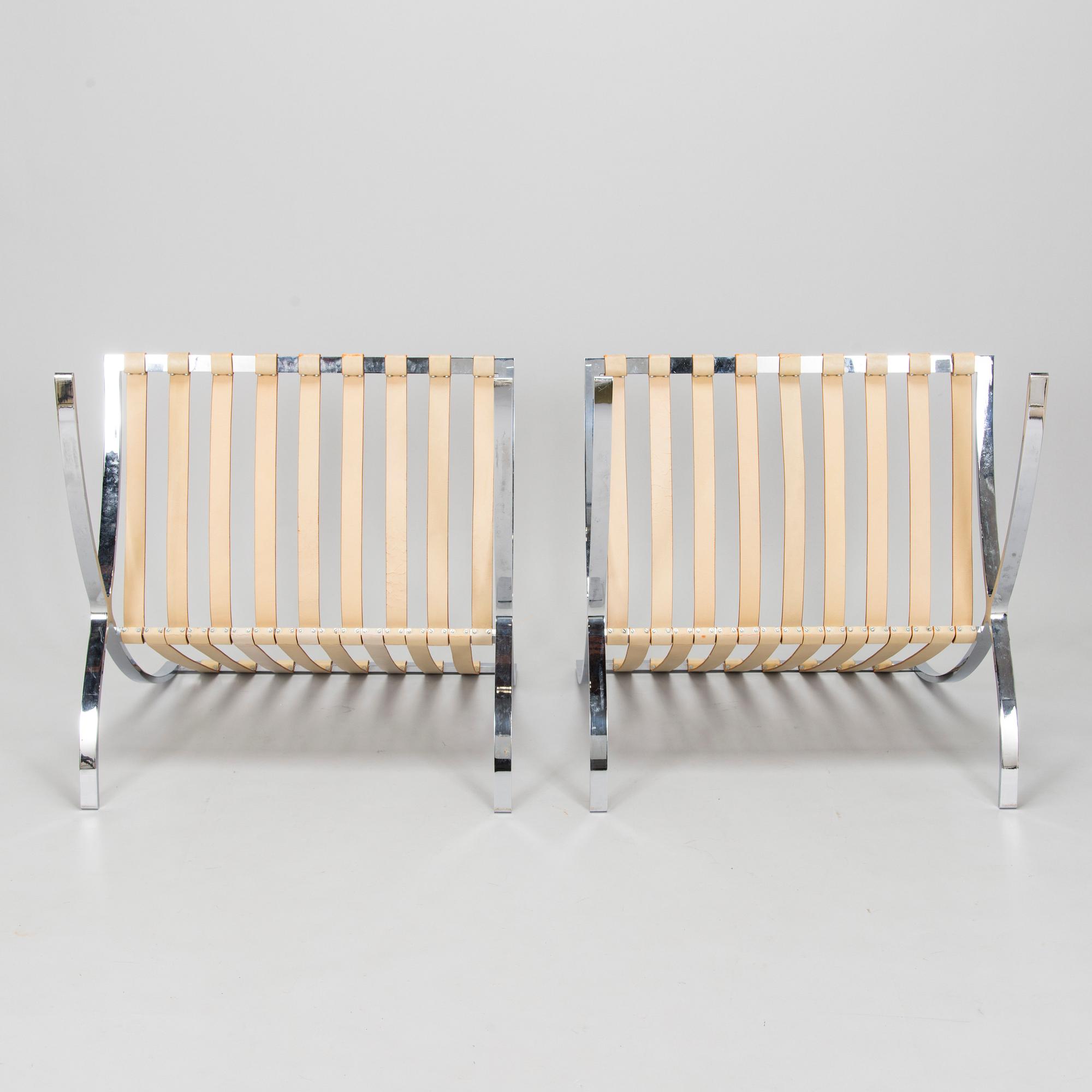 Ludwig Mies van der Rohe, A pair of "Barcelona" armchairs, Knoll.