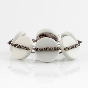 Anton Michelsen, bracelet and ring, silver and porcelain.