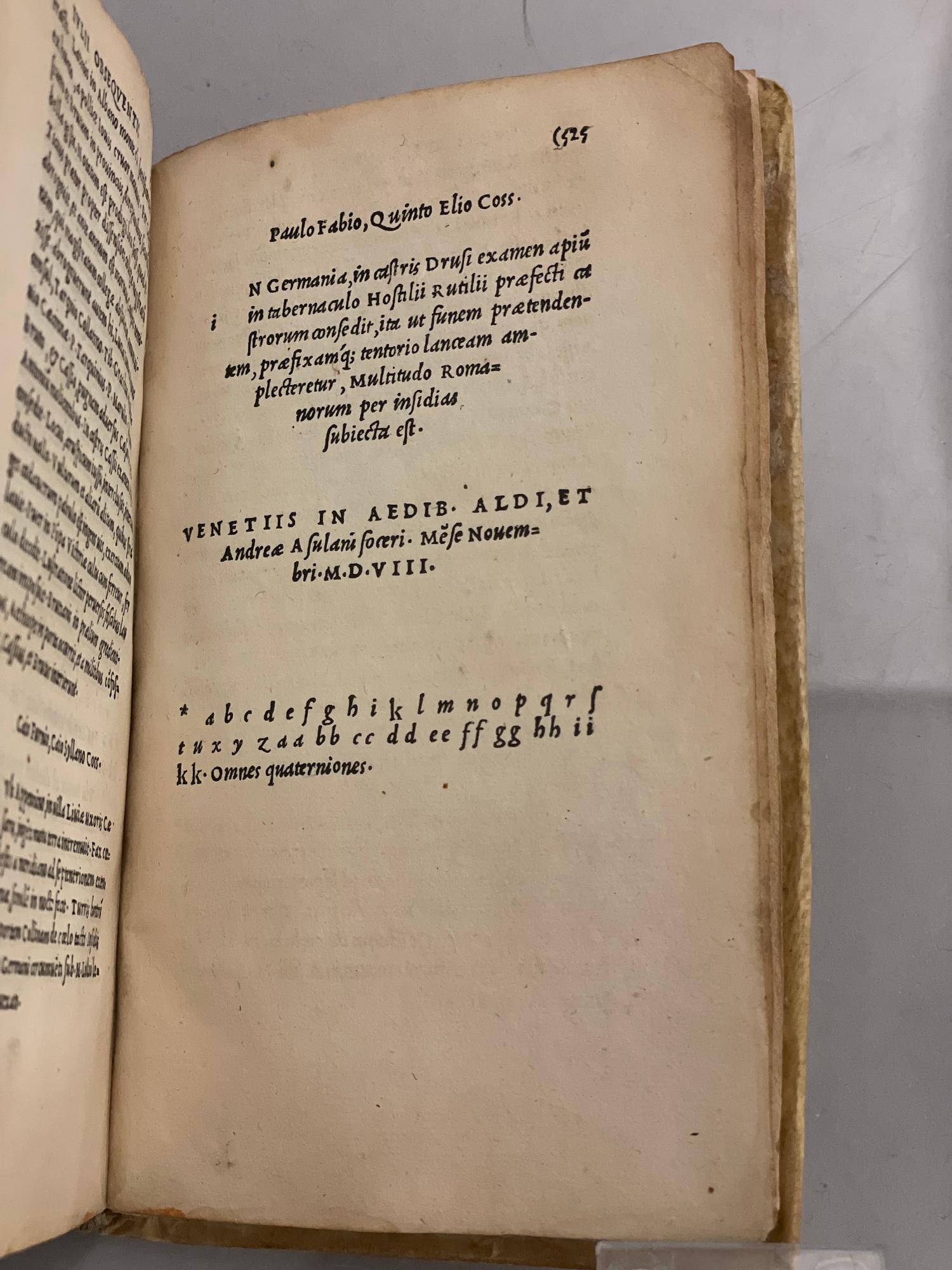 Editio princeps of all Pliny's ten books of letters, Aldus Manutius 1508.