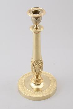 LJUSSTAKE, förgylld brons, empire, sekelskiftet 1800.