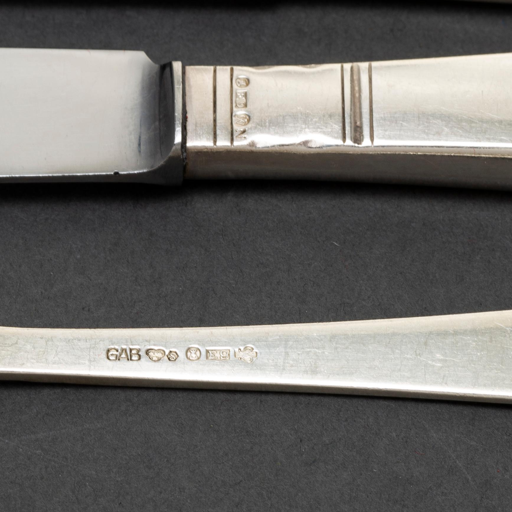 JACOB ÄNGMAN, 78 psc silver cutlery 'Rosenholm', GAB Stockholm.