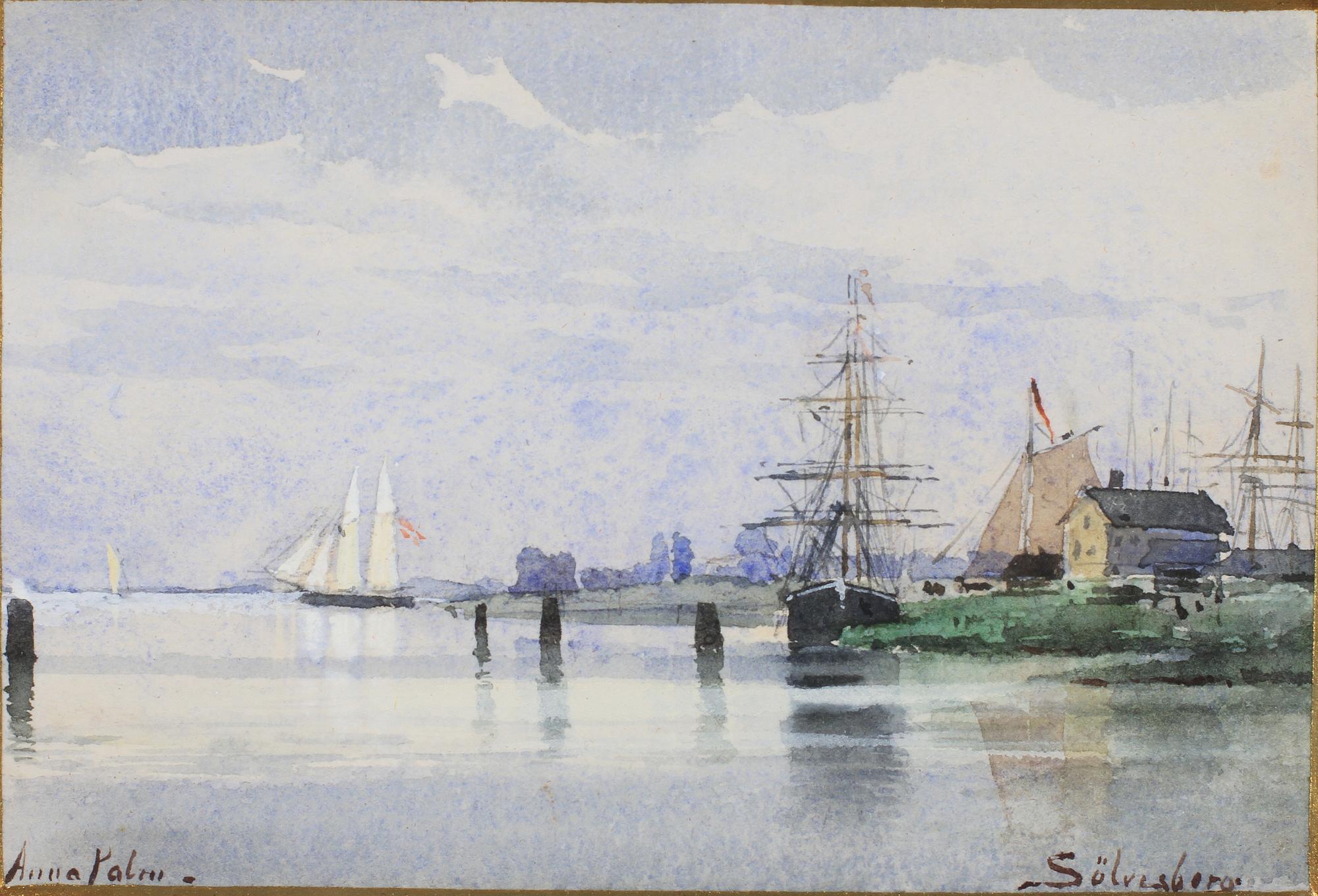 ANNA PALM DE ROSA, akvarell med täckvitt, sign.