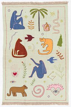 A hand-embroidered kilim rug, c. 186 x 125 cm.