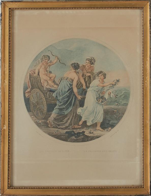 GRAVYRER, 4st, bland annat efter Angelica Kauffmann, 1800-tal.