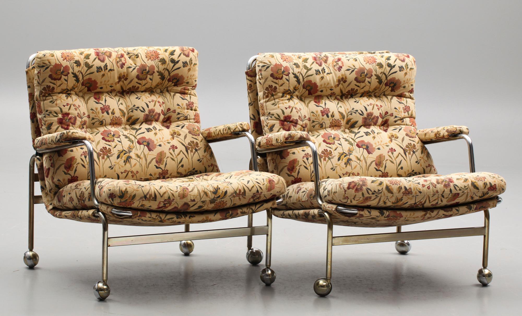 FÅTÖLJER, ett par. "Karin", Bruno Mathsson för Dux.