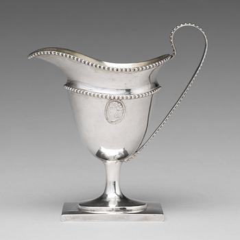 129. A Swedish 18th century parcel-gilt silver cream-jug, mark of Stephan Westerstahle, Stockholm 1785.