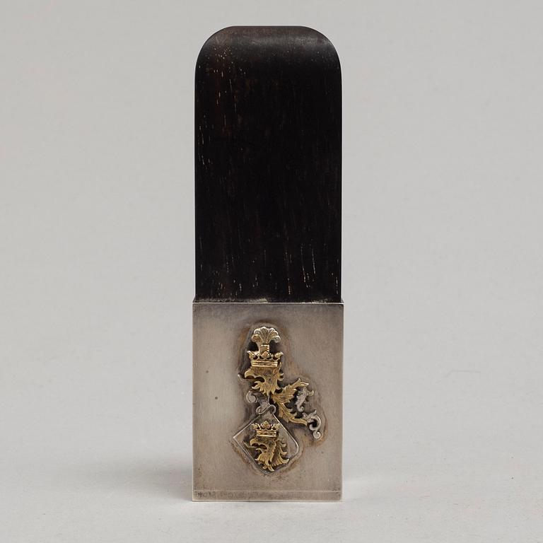 WIWEN NILSSON, sigillstämpel, sterling silver och ebenholts, Lund 1951.