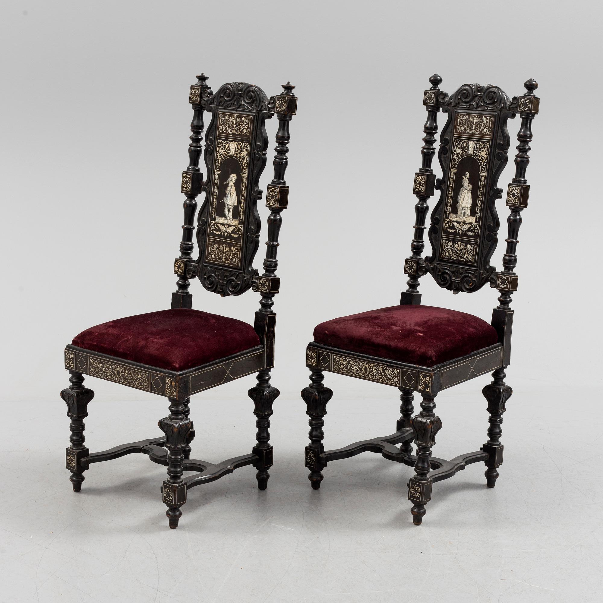 OSCAR II:S STOLAR, ett par, renässansstil, 1800-talets andra hälft.