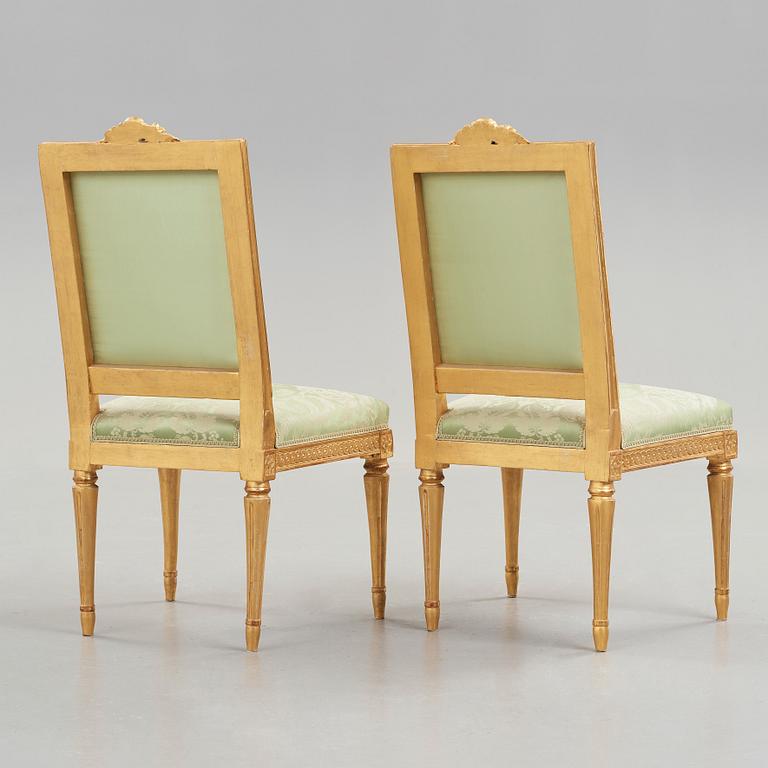 A pair of Gustavian 18th century chairs by Johan Erik Höglander (master in  Stockholm 1777).