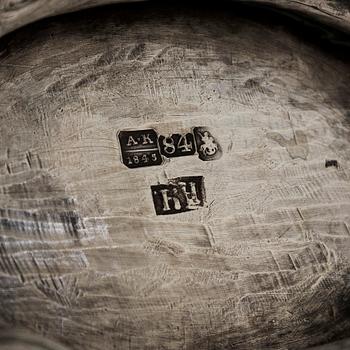 A parcel-gilt silver teapot, Moscow 1845.