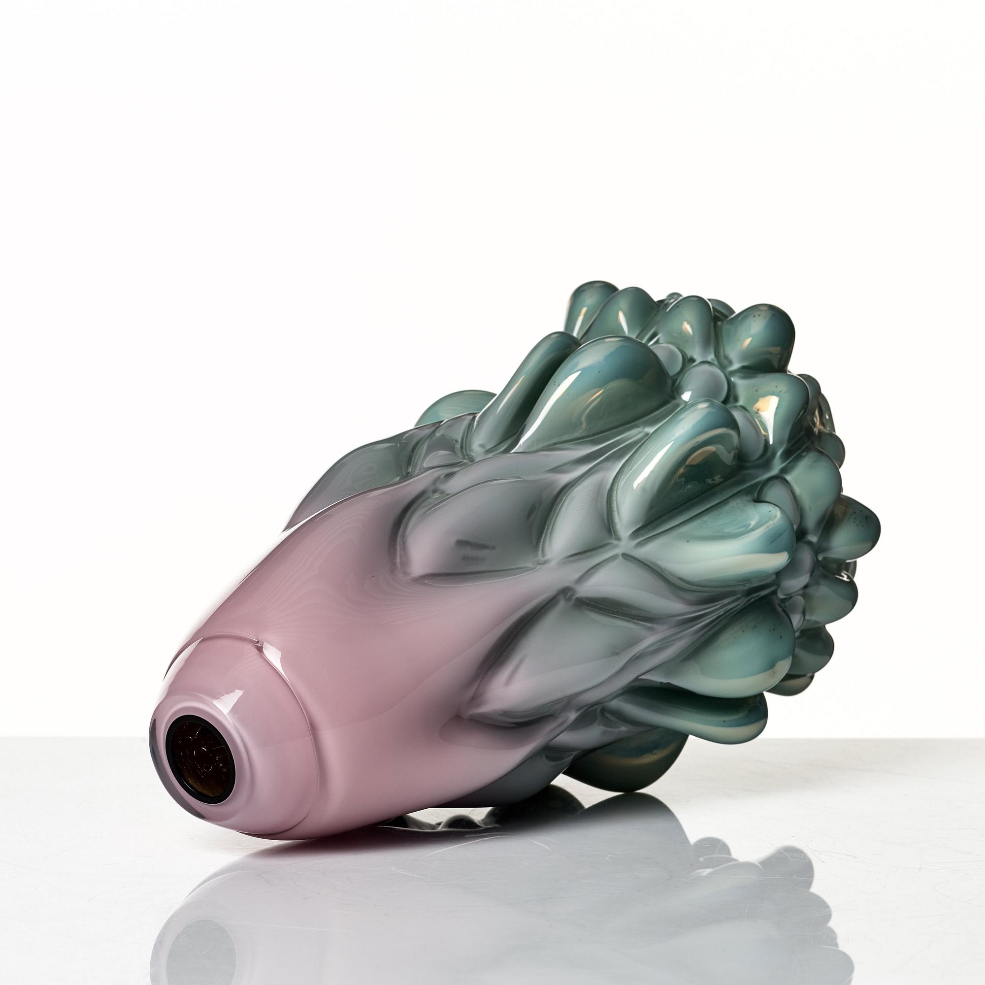 Hanna Hansdotter, a "Stucco print" glass sculpture, The Glass Factory, Boda Glassworks, Sweden 2019.
