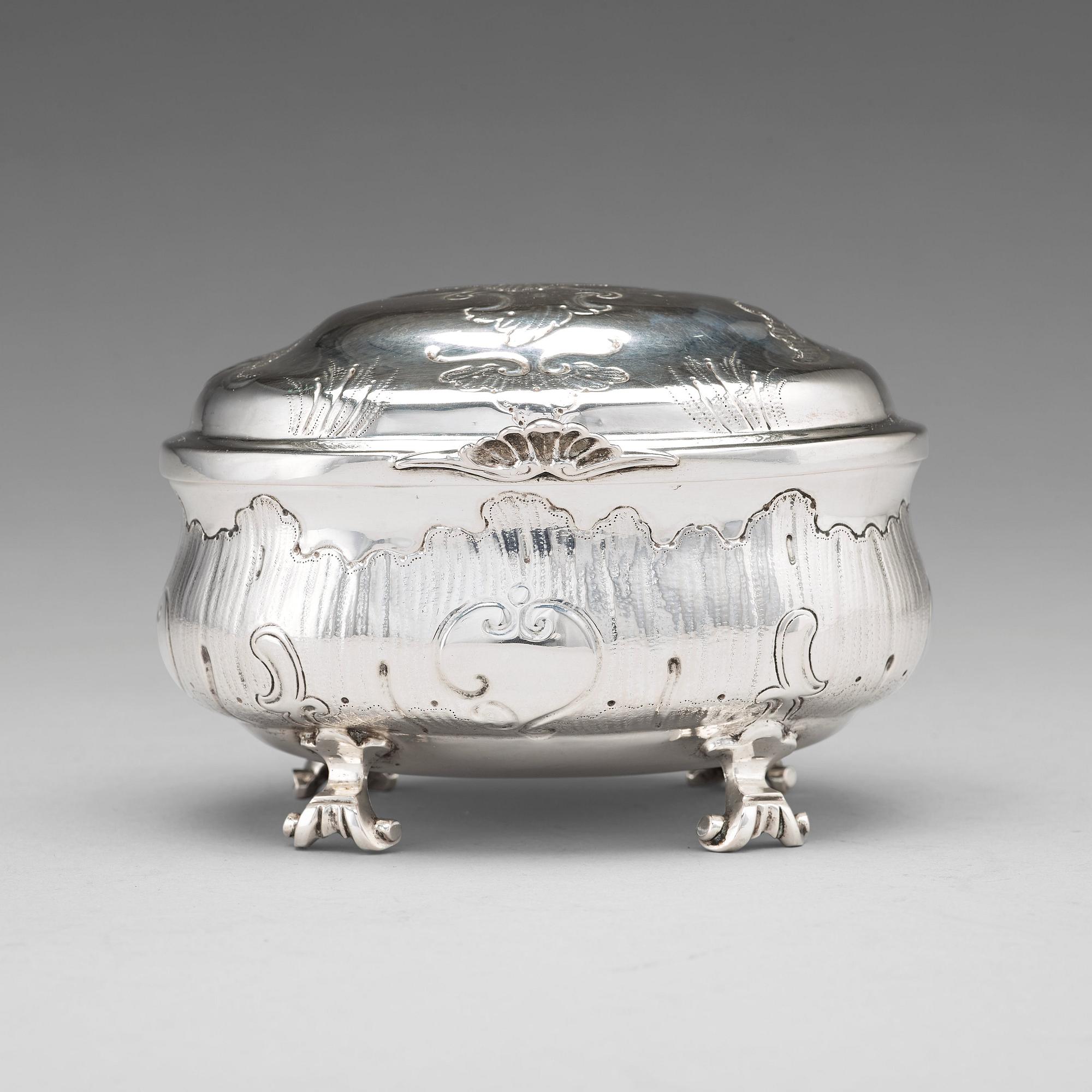 A German 18th century silver Rococo sugar-casket, mark of Johann Gottfried Hildebrandt, Berlin ca 1740-60 (1743-1778).